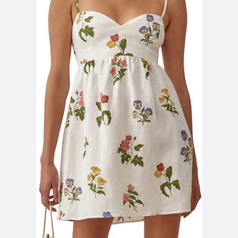 Reformation Martin Linen Sleeveless Mini Dress - Botanical White Size 6 NWOT